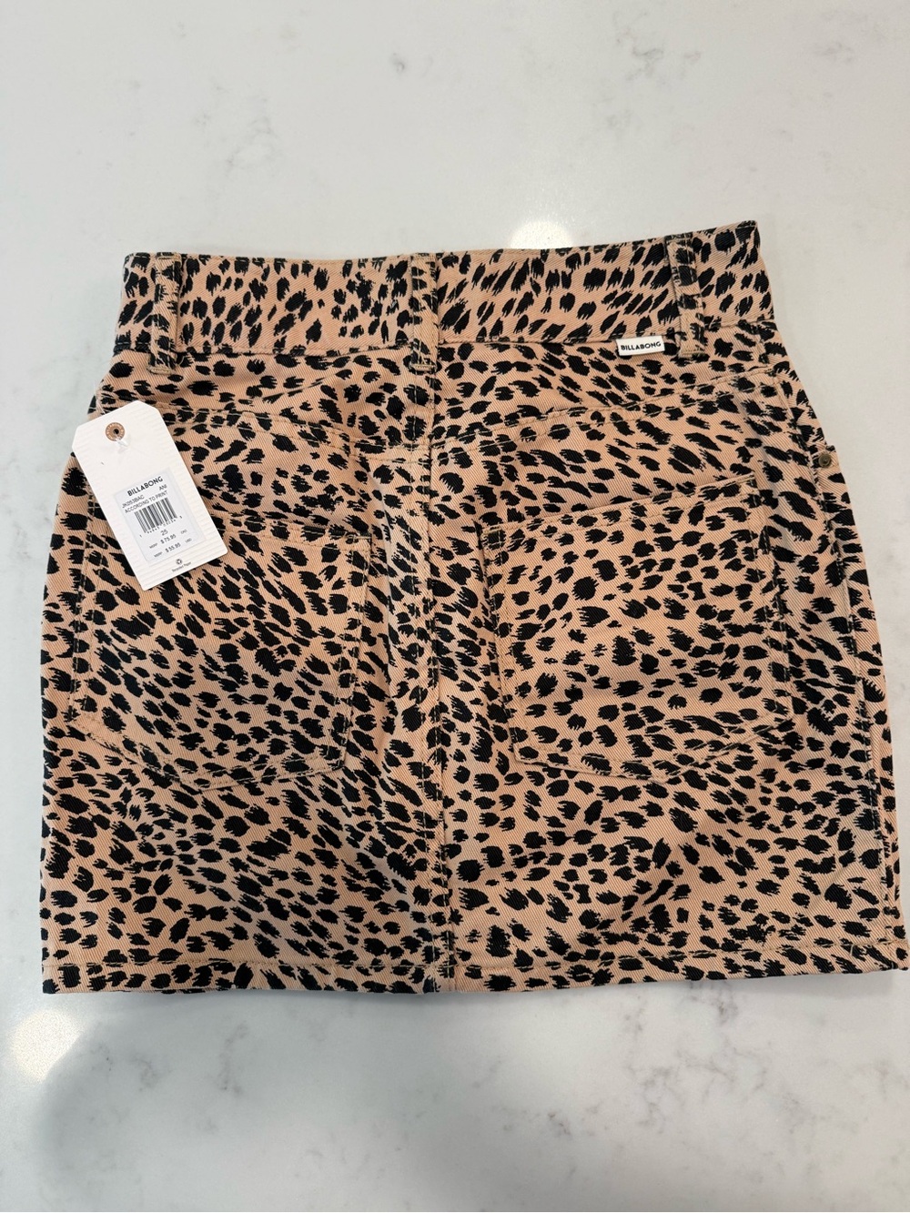 Billabong Tan and Black Leopard-Print Mini Skirt